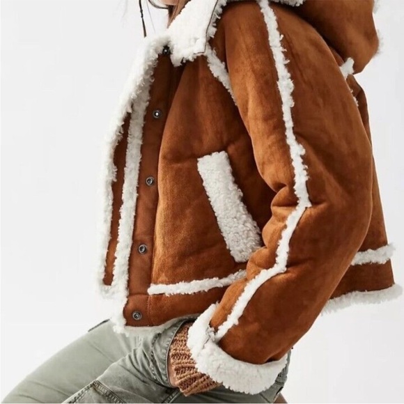 SOLD - Free People We The Free Vegan Exchange Shearling Jacket Coat XS BNWT - Picture 3 of 14